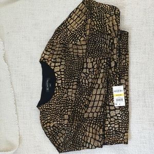 Gold Metallic Black Long Sleeve Short NWT
